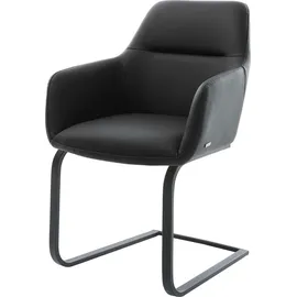 DeLife Freischwinger Pejo-Flex Echt-Leder Schwarz Freischwinger flach Schwarz Taschenfederkern