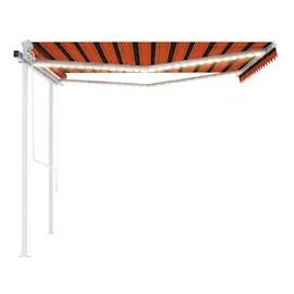 vidaXL Automatische Markise mit LED & Windsensor 4,5x3 m Orange Braun