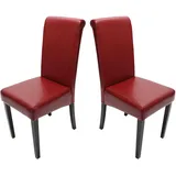 Mendler 2er-Set Esszimmerstuhl Stuhl Küchenstuhl Novara II, Leder ~ rot, dunkle Beine