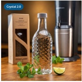 Mixcover Glasflasche kompatibel mit SodaStream Crystal 2.0 - einzigartiges Design und 10% mehr Volumen, Zubehör für Soda Stream, Glaskaraffe