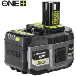 Ryobi Akku 8,0 Ah 18 V ONE+, Lithium+ High Energy, für alle Gartengeräte und Elektrowerkzeuge