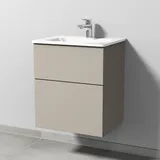 Glas-Waschtisch-Set mit Waschtischunterschrank „3way“ 50 × 40,7 × 58,2 cm in Kaschmir (matt), mit Hahnlochbohrung