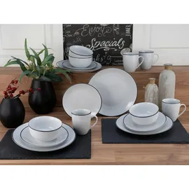 CreaTable CreaTable, Geschirrset, Luna Black Line 16 Stück)