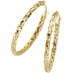 Paar Creolen LUIGI MERANO "durchbrochene Optik, Gold 375", gold, Ohrringe, Damen, Gelbgold 375