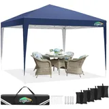 COBIZI Pavillon 3x3, Faltpavillon 3x3 Wasserdicht Stabil, Partyzelt 3x3 Gartenpavillon UV-Schutz 50+ Pavillion mit 4 Sandsäcke für Camping,Strand (Dunkelblau)