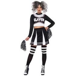 Smiffys Kostüm Metal Cheerleader, Slayer-Fangirl mit Pompoms schwarz S