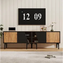 modfu TV-Lowboard 160x45x36,5 cm Hellbraun/Schwarz Spanplatte