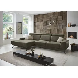 die planbar Ecksofa DIE PLANBAR "PN-EM22041 L-Form", grün (olive), B:335cm H:89cm T:188cm, Sofas, Ecksofa, wahlweise motorisches Canape oder Sitztiefenverstellung