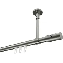 Interdeco GARDINENSTANGE INNENLAUF Sonette Zoena 480 cm (geteilt in 3 x 160 cm), 1-läufig, 20 mm Ø Edelstahl-Optik