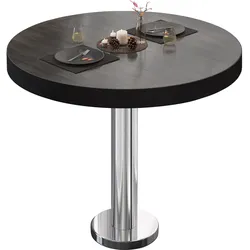 BML | Bistrotisch | Ø:H 60 x 77 cm | Wenge / Edelstahl | Rund | Schwarzer Rand