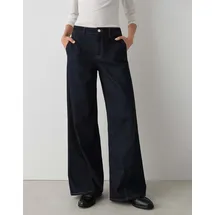 Opus Damen Palazzo | MIVA Sense Palazzo Jeans aus BCI Cotton Mix Mid Rise Dark Rinsed Blue, 38 L32 - 38W / 32L
