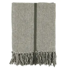 Chic Antique Decke AIX Olive Grün mit Streifen 150x130 cm oliv