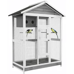 PawHut Vogelkäfig Tannenholz, Stahl