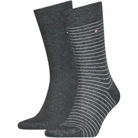 2er Pack TOMMY HILFIGER Small Stripe Socken Herren 201 - anthracite 39-42