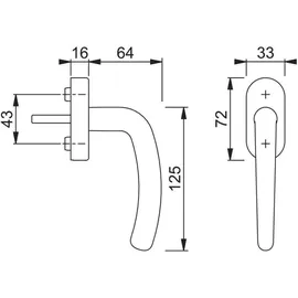 HOPPE Fenstergriff Denver E0310/US956, Standard, oval,7/32-42,F69 Stift vorstehend: 32-42 MMT