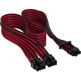 Corsair PSU Cable Type 4 - 600W PCIe 5.0 12VHPWR, 2x 8-Pin PCIe Stecker auf 16-Pin PCIe 5.0 12VHPWR Stecker, Adapterkabel, Premium Individually Sleeved, rot/schwarz, 65cm (CP-8920334)