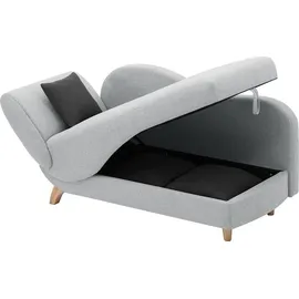 vente-unique PENELOPE rechte Chaiselongue aus hellgrauem Stoff mit Stauraum für Bettzeug - Hellgrau
