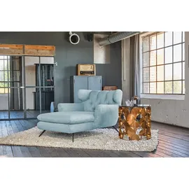 KAWOLA Relaxsessel CHARME Cord 80 x 70 x 100 cm Blau mit Kissen