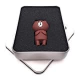 Onwomania Grizzly Bär Brauner Bär USB Stick in Alu Geschenkbox 64 GB USB 2.0