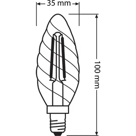 Osram LED Kerze gedreht E14/2,5 Watt/Energie F Glas