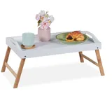 relaxdays Tabletttisch Klappbares Betttablett braun|weiß