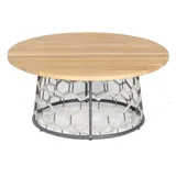 SonnenPartner Lounge-Tisch Yale Alu/Polyrope silbergra u/Teak SonnenPartner