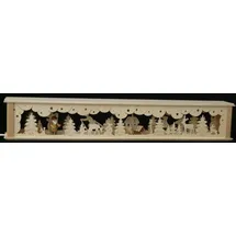 Rudolphs Schatzkiste Schwibbogen-Fensterbank Schwibbogenerhöhung mit Waldarbeiter Tieren und Beleuchtung 72 x 10 x 10 cm