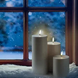 uYuni LED Kerze THEA 20 cm 8,4 cm weiß