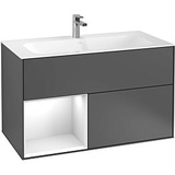 Villeroy & Boch Villeroy und Boch Finion Waschtischunterschrank G030GKGF 99,6x59,1cm, Wandbeleuchtung, Regal links Anthracite matt, Glossy white lacquer