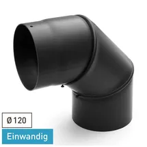 raik Rauchrohrbogen 120 mm Stahlblech 0–90° schwarz