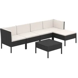 vidaXL Garten-Lounge-Set mit Auflagen schwarz/weiß