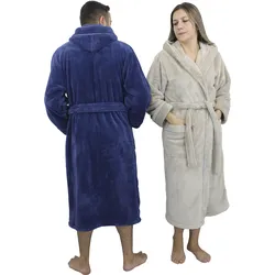 Unisex-Bademantel MY HOME "Lillou, ideal für Sauna & Spa, Hotelbademantel, Morgenmantel" Gr. XXL, beige (sand), L:125cm in Gr. XXL, Microfaser, Hausmäntel, kuschelig weicher Fleece, für Damen und Herren, XS-3XL