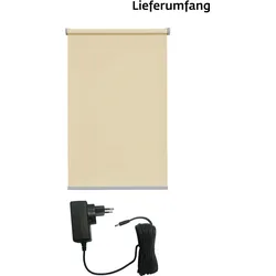 Elektrisches Rollo SUNLINES "Miami", beige (sand, silberfarben), B:100cm H:180cm, Polyester, Rollos, Verdunklungsrollo