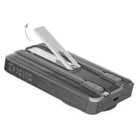 DUDAO K29 10000mAh PD 20w MagSafe Powerbank mit Metallgehäuse, Ständer und integrierten Usb-c-/lightning-kabeln – silber