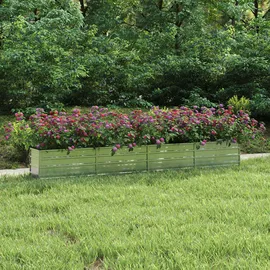 vidaXL Garten-Hochbeet verzinkter Stahl rechteckig 320 x 40 x 45 cm Silber