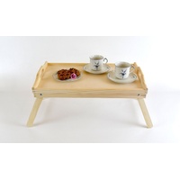 MyBer® Tabletttisch Holztablett Beistelltisch Betttisch Laptop Tablett aus Holz (1-St., 1 Tisch, Frühstücktablett), mit klappbaren Füßen, leicht und praktisch braun
