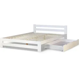 Homestyle4u Doppelbett 140 x 200 cm Weiß