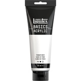 Liquitex 88700229 Basics - Acrylfarbe, monopigmentierte Künstlerpigmente, lichtecht, mittlere Viskosität, Archivqualität, seidenglänzender Finish, 250ml Tube - Titanweiß