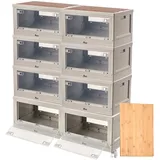 Xcase 8er-Set Camping-Boxen mit Bambus-Schneidebrett und Rollen, je 55 l