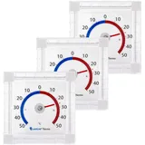 3 Stück Fensterthermometer selbstklebend analog Außen Fenster Thermometer Set