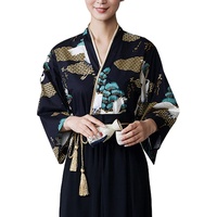 COYI Japanische Kimono-Kochjacke, Gastronomie, Sushi-Koch, Restaurantmantel, Atmungsaktive Küchenuniform(Size:XXL,Color:Schwarz)