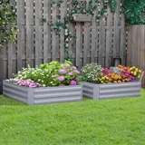 Outsunny Hochbeet Set 100 x 100 x 30 cm Grau