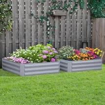 Outsunny Hochbeet Set 100 x 100 x 30 cm Grau