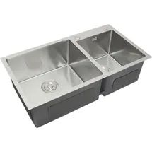 MONSTER SHOP Edelstahl Küchenspüle Spülbecken Doppelspüle Einbauspüle Zwei Waschbecken 82cm