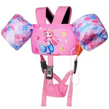 MoKo Kinder Schwimmflügel, Kleinkind Schwimmjacke, Badeanzug mit Verstellbar Gurt, Schwimmjacke Wasser Flügel Pool Float, Meer Schwimmen Hilfe für Wassersport Lernen Schwimmen, Rosa Meerjungfrau