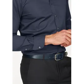 Olymp Businesshemd OLYMP Level Five body fit, New York Kent", Herren, Gr. 41, Normaler Arm, marine, 97% Baumwolle, 3% Elastolefin, Hemden,