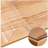 ANRO Tischdecke KLARA wasserdicht 1,5mm Tischschutzfolie glasklar glatt Geruchsneutral (Rolle 1-tlg, eine Folie), Pflegeleicht 90x220cm Uni-Einfarbig Transparent weiß 90 cm x 220 cm x 1.5 mm