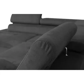 sofiland Eckcouch L-Form mit Schlaffunktion und Bettkasten Dunkelgrau