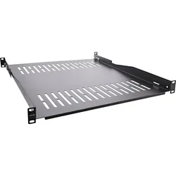 InLine 19" Fachboden, 550mm, 50kg, 1HE, RAL 9005 schwarz, Regal, Schwarz, SPCC,
