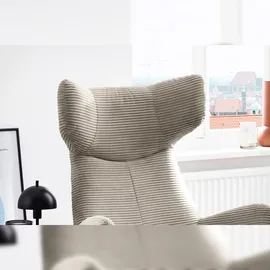 KAWOLA Sessel LOTTE Ohrensessel Cord steingrau